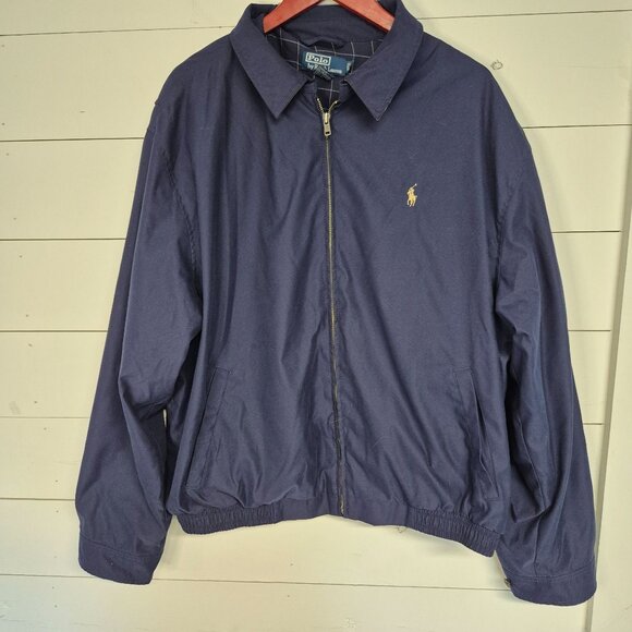 Polo Ralph Lauren Other - Polo Ralph Lauren Vintage Mens Navy Bomber Jacket with plaid lining XXL